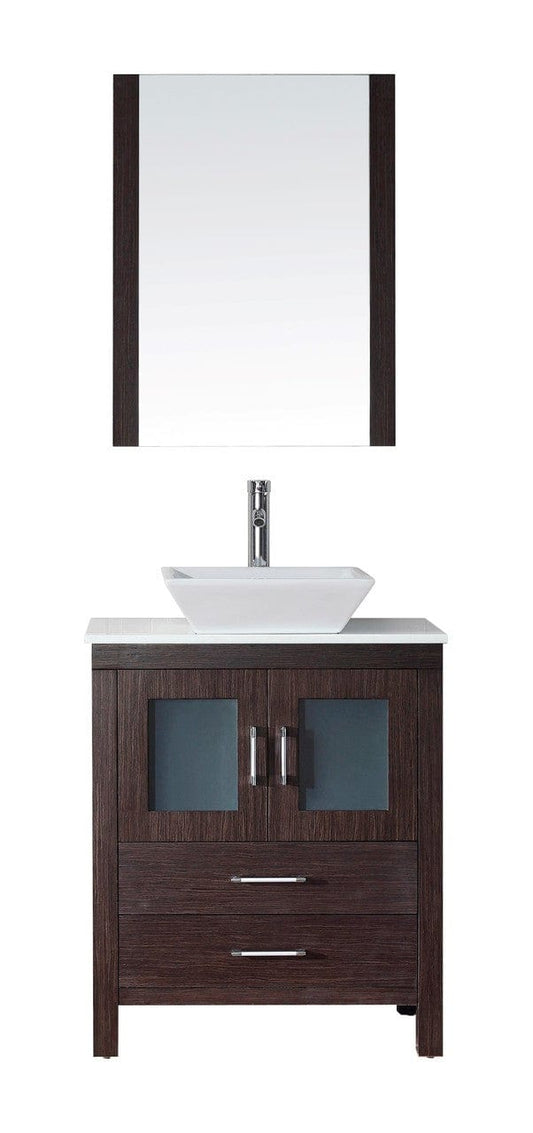 Virtu USA Dior 28" Single Bathroom Vanity Cabinet Set in Espresso w/ Pure White Stone Counter-Top