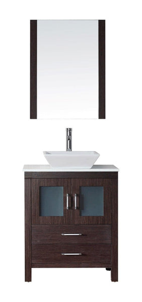 Virtu USA Dior 28 Single Bathroom Vanity Cabinet Set in Espresso w/ Pure White Stone Counter-Top