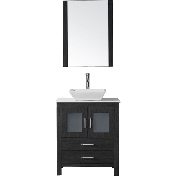 Virtu USA Dior 28 Single Bathroom Vanity Cabinet Set in Zebra Grey w/ Pure White Stone Counter-Top