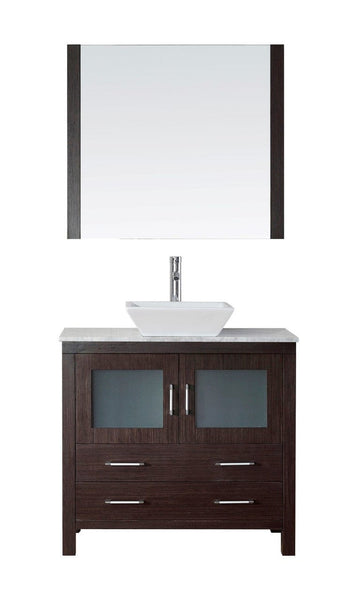 Virtu USA Dior 30 Single Bathroom Vanity Cabinet Set in Espresso w/ Italian Carrara White Marble Counter-Top