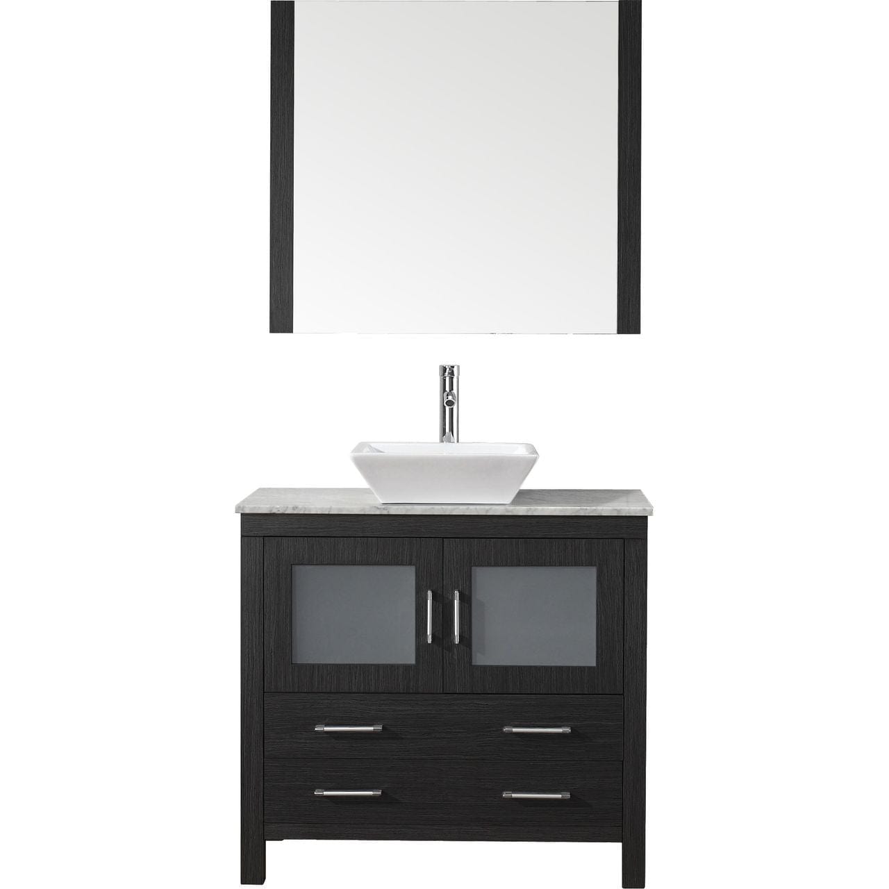 Virtu USA Dior 30" Single Bathroom Vanity Cabinet Set in Zebra Grey w/ Italian Carrara White Marble Counter-Top