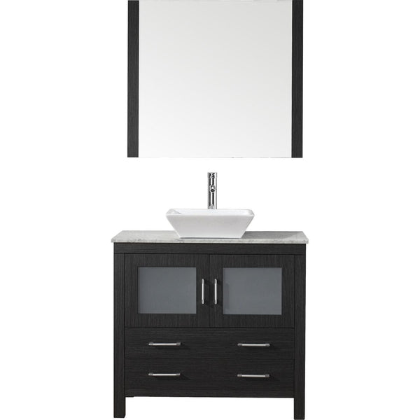 Virtu USA Dior 30 Single Bathroom Vanity Cabinet Set in Zebra Grey w/ Italian Carrara White Marble Counter-Top