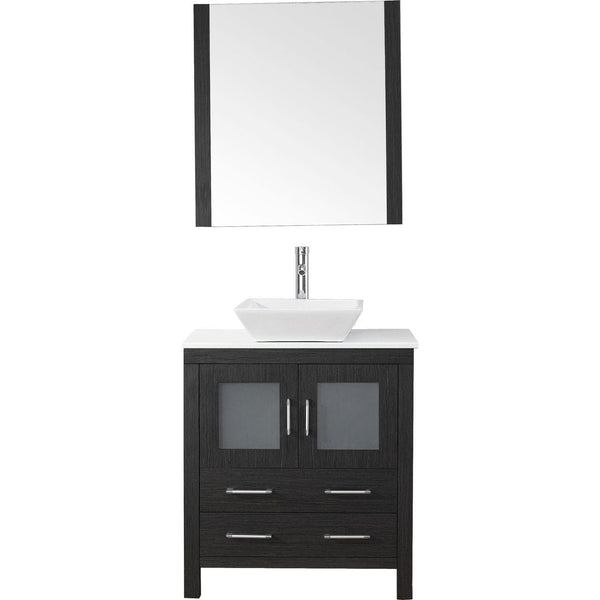 Virtu USA Dior 30 Single Bathroom Vanity Cabinet Set in Zebra Grey w/ Pure White Stone Counter-Top