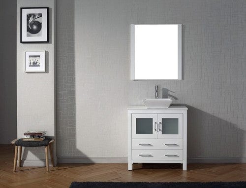 Virtu USA Dior 36" Single Bathroom Vanity Cabinet Set in White w/ Pure White Stone Counter-Top