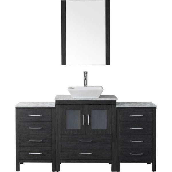 Virtu USA Dior 64 Single Bathroom Vanity Cabinet Set in Zebra Grey w/ Italian Carrara White Marble Counter-Top