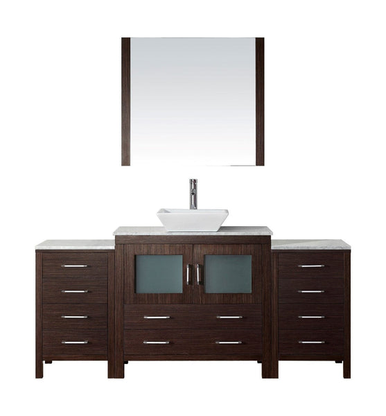 Virtu USA Dior 66 Single Bathroom Vanity Cabinet Set in Espresso w/ Italian Carrara White Marble Counter-Top