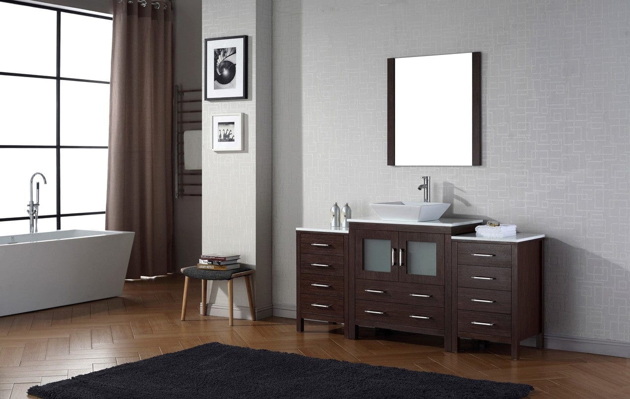 Virtu USA Dior 68 Single Bathroom Vanity Set in Espresso w/ Pure White Stone Counter-Top | Vessel Sink