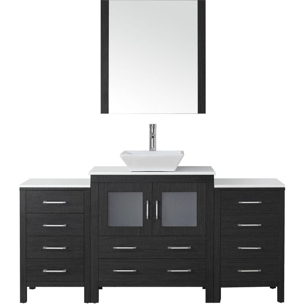 Virtu USA Dior 68 Single Bathroom Vanity Cabinet Set in Zebra Grey w/ Pure White Stone Counter-Top