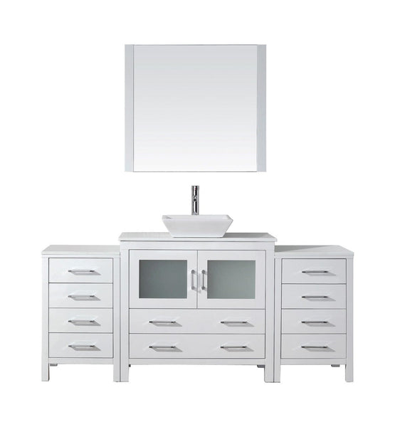 Virtu USA Dior 72 Single Bathroom Vanity Cabinet Set in White w/ Pure White Stone Counter-Top