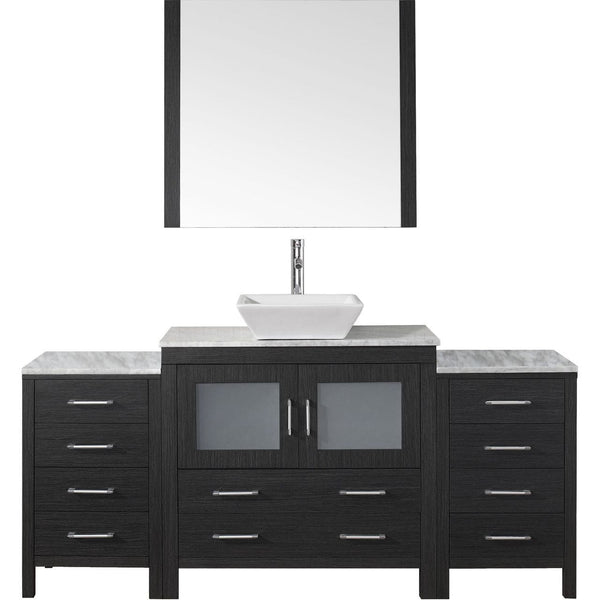 Virtu USA Dior 72 Single Bathroom Vanity Cabinet Set in Zebra Grey w/ Italian Carrara White Marble Counter-Top