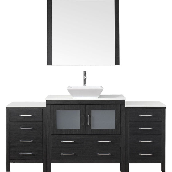 Virtu USA Dior 72 Single Bathroom Vanity Cabinet Set in Zebra Grey w/ Pure White Stone Counter-Top