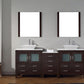 Virtu USA Dior 82" Double Bathroom Vanity Cabinet Set in Espresso w/ Pure White Stone Counter-Top