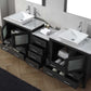 Virtu USA Dior 82 Double Bathroom Vanity Set in Zebra Grey w/ Italian Carrara White Marble Counter-Top | Vessel Sink