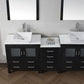 Virtu USA Dior 82 Double Bathroom Vanity Set in Zebra Grey w/ Pure White Stone Counter-Top | Vessel Sink