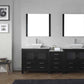 Virtu USA Dior 90 Double Bathroom Vanity Set in Zebra Grey w/ Italian Carrara White Marble Counter-Top | Vessel Sink