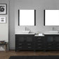 Virtu USA Dior 90 Double Bathroom Vanity Set in Zebra Grey w/ Pure White Stone Counter-Top | Vessel Sink