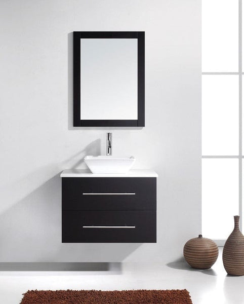 Virtu USA Marsala 29 Single Bathroom Vanity Cabinet Set in Espresso w/ White Artificial Stone Counter-Top