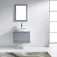 Virtu USA Marsala 29 Single Bathroom Vanity Set in Grey w/ Tempered Glass Counter-Top | Square Basin
