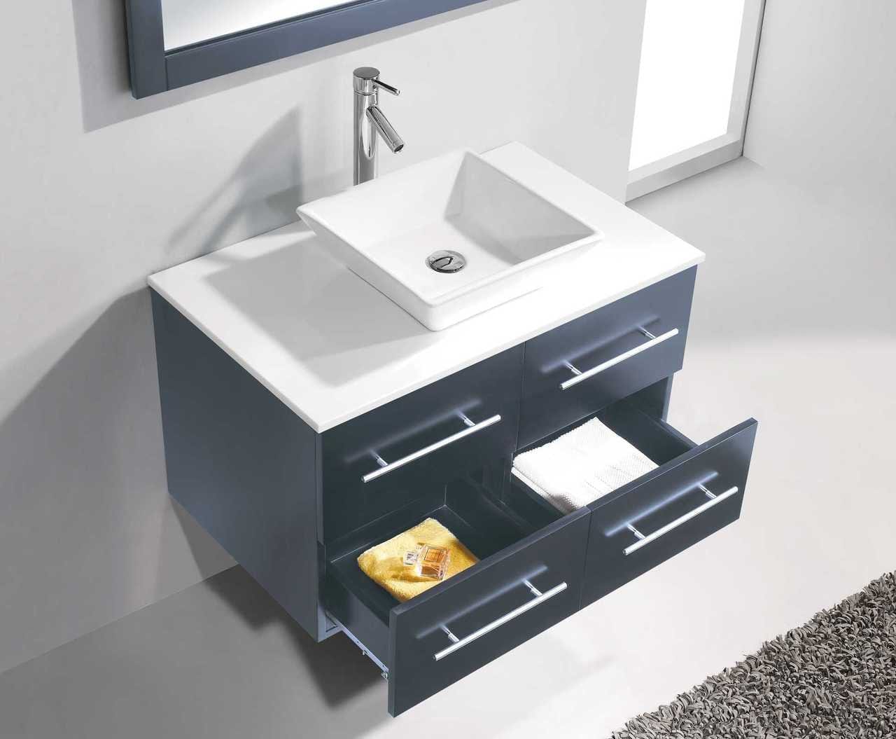Virtu USA Vanities PS-104-BN Virtu USA Marsala 35 Single Bathroom Vanity Set in Grey