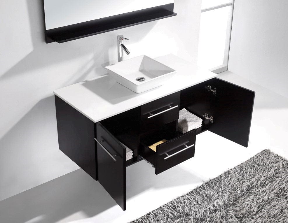 Virtu USA Marsala 48 Single Bathroom Vanity Set in Espresso w/ White Artificial Stone Counter-Top