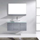 Virtu USA Marsala 48 Single Bathroom Vanity Set in Grey w/ Tempered Glass Counter-Top | Square Basin