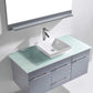 Virtu USA Marsala 48 Single Bathroom Vanity Set in Grey w/ Tempered Glass Counter-Top | Square Basin