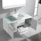 Virtu USA Marsala 48 Single Bathroom Vanity Set in White w/ Tempered Glass Counter-Top | Square Basin