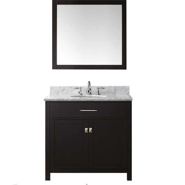 Caroline 36 Single Bathroom Vanity Set in Espresso / Italian Carrara White Marble Counter-Top