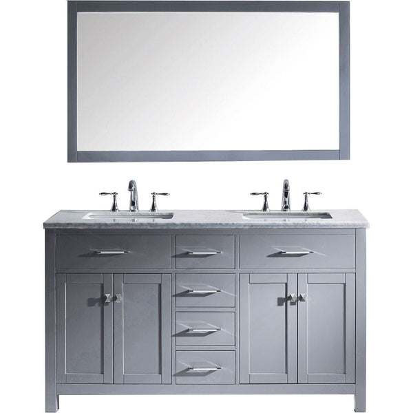 Virtu USA Caroline Avenue 60 Double Bathroom Vanity Cabinet Set in Grey