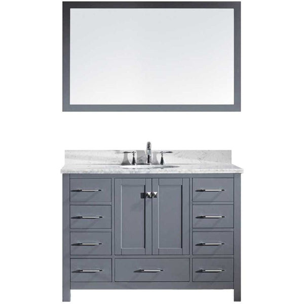 Virtu USA Caroline Avenue 48 Single Bathroom Vanity Cabinet with Round Basin Set in Grey