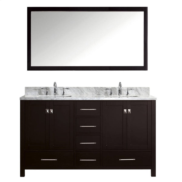 Virtu USA Caroline Avenue 60 Double Bathroom Vanity Cabinet Set in Espresso