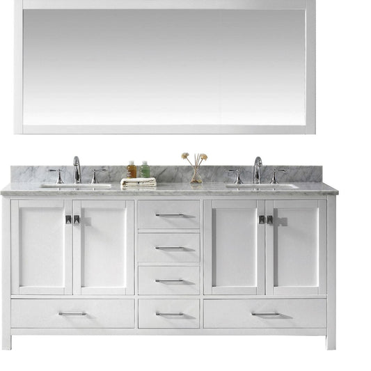 Virtu USA Caroline Avenue 72" Double Bathroom Vanity Set in White
