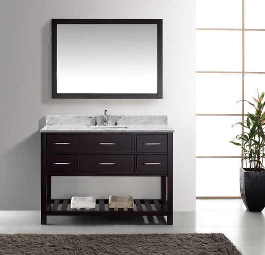 Virtu USA Caroline Estate 48" Single Bathroom Vanity Cabinet Set in Espresso w/ Italian Carrara White Marble Counter-Top