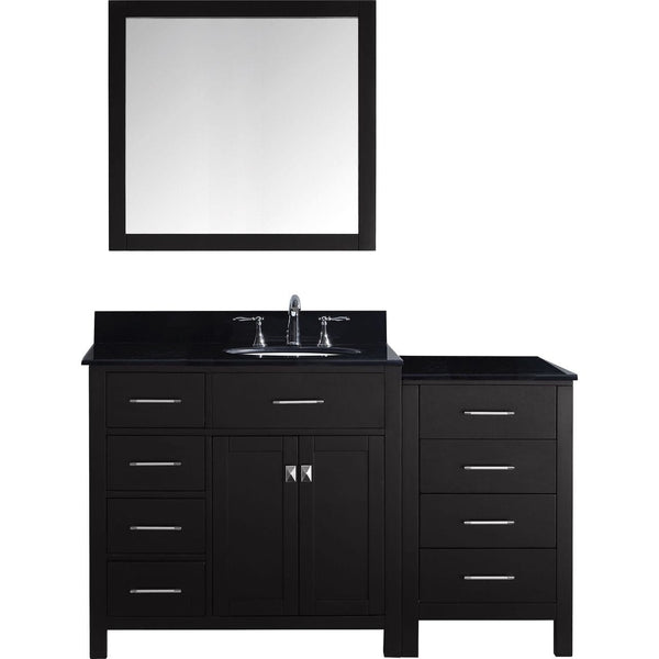 Virtu USA Caroline Parkway 57 Single Bathroom Vanity Set in Espresso w/ Black Galaxy Granite Counter-Top | Round Basin
