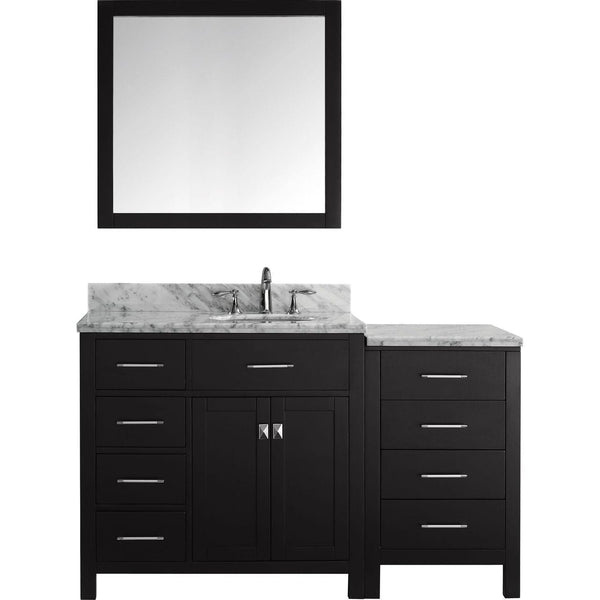 Virtu USA Caroline Parkway 57 Single Bathroom Vanity Set in Espresso w/ Italian Carrara White Marble Counter-Top | Round Basin