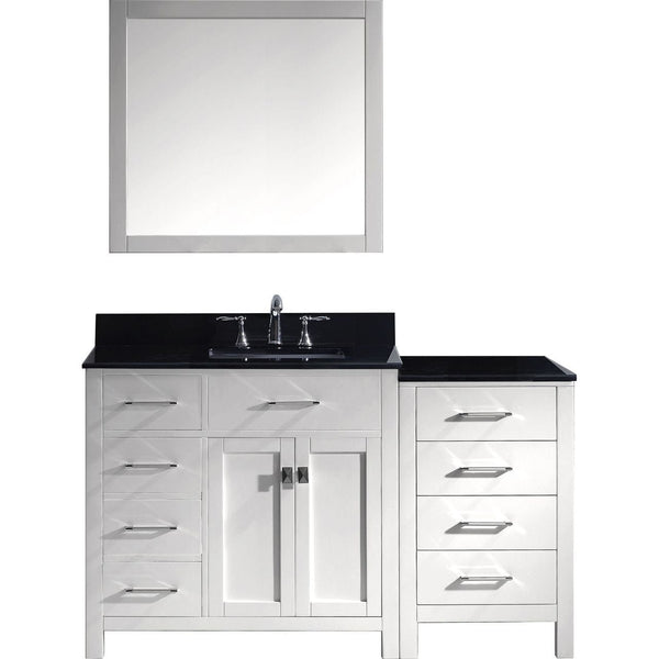 Virtu USA Caroline Parkway 57 Single Bathroom Vanity Set in White w/ Black Galaxy Granite Counter-Top | Square Basin