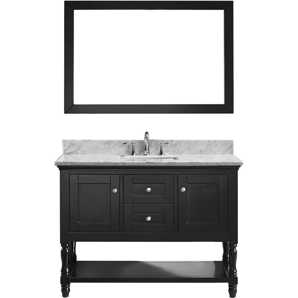 Virtu USA Julianna 48 Single Bathroom Vanity Set in Espresso w/ Italian Carrara White Marble Counter-Top | Square Basin