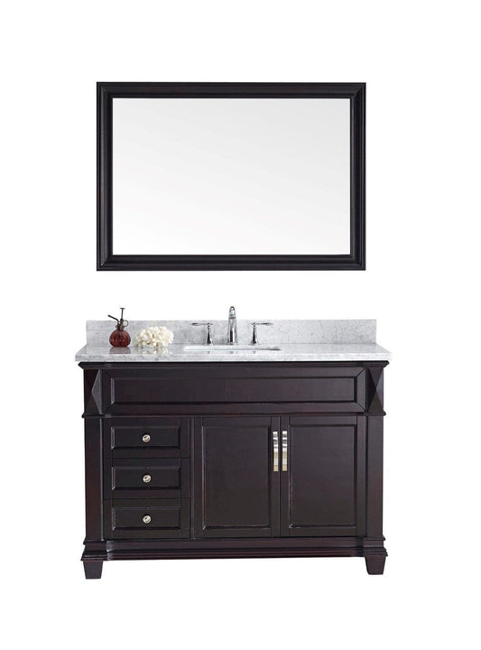 Virtu USA Victoria 48" Single Bathroom Vanity Set in Espresso w/ Italian Carrara White Marble Counter-Top