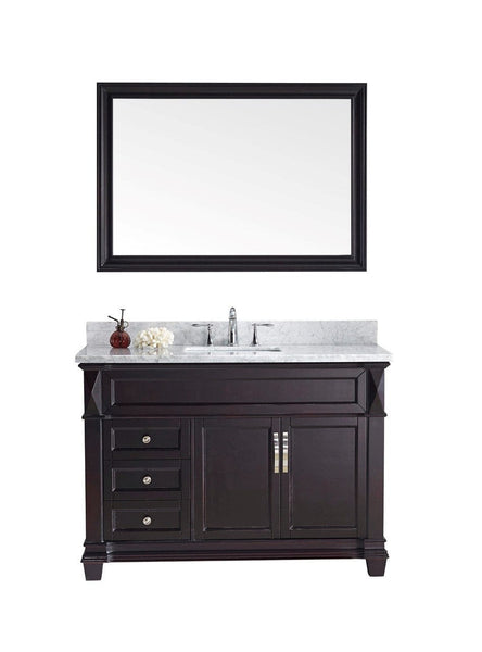 Virtu USA Victoria 48 Single Bathroom Vanity Set in Espresso w/ Italian Carrara White Marble Counter-Top