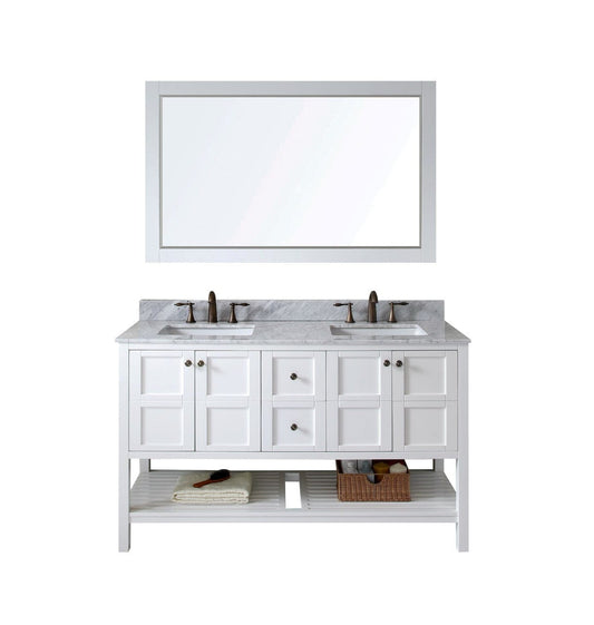 Virtu USA Winterfell 60" Double Bathroom Vanity Cabinet Set in White