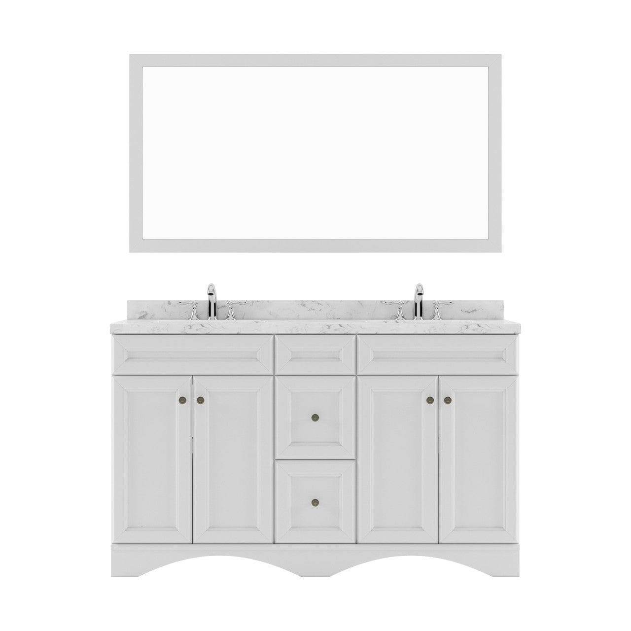 Virtu USA Vanities Talisa 60" Double Bath Vanity in White with Cultured Marble Quartz Top and Sinks