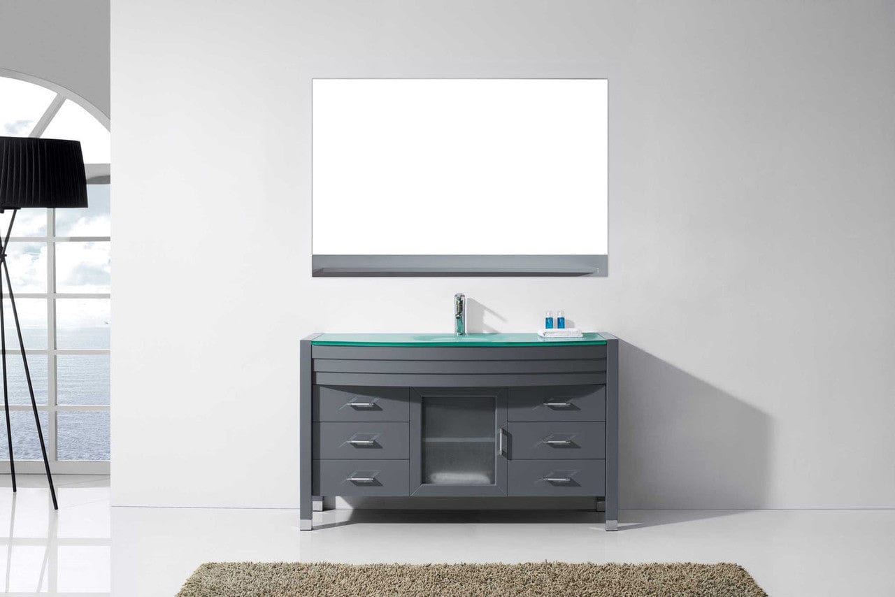 Virtu USA Ava 55 Single Bathroom Vanity Set in Grey | Tempered Glass Counter-Top