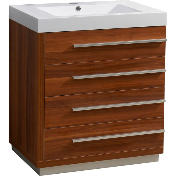 Virtu USA Bailey 30 Single Bathroom Vanity Cabinet in Plum w/ Polymarble Counter-Top