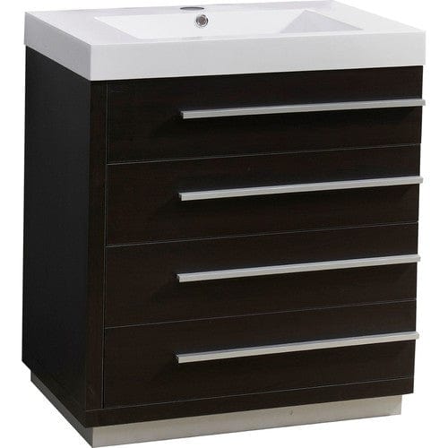 Virtu USA Vanities Virtu USA Bailey 30 Single Bathroom Vanity in Wenge w/ Polymarble Counter-Top