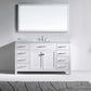 Virtu USA Caroline 60 Single Bathroom Vanity Set in White w/ Italian Carrara White Marble Counter-Top | Square Basin