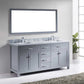 Virtu USA Caroline 72 Double Bathroom Vanity Set in Grey w/ Italian Carrara White Marble Counter-Top | Square Basin