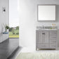 Virtu USA Caroline Avenue 36 Single Bathroom Vanity in Cashmere Grey w/ Marble Top & Round Sink w/ Mirror