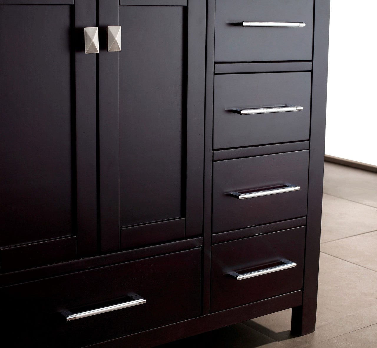 Virtu USA Vanities Virtu USA Caroline Avenue 36 Single Bathroom Vanity Set in Espresso w/ Italian Carrara White Marble Counter-Top| Square Basin