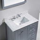 Virtu USA Caroline Avenue 36 Single Bathroom Vanity Set in Grey w/ Italian Carrara White Marble Counter-Top | Square Basin