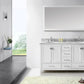 Virtu USA Caroline Avenue 60 Double Bathroom Vanity Set in White w/ Italian Carrara White Marble Counter-Top | Round Basin